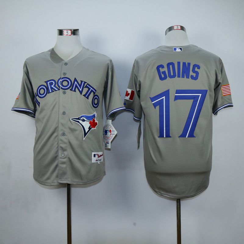 Men Toronto Blue Jays #17 Goins Grey MLB Jerseys->toronto blue jays->MLB Jersey